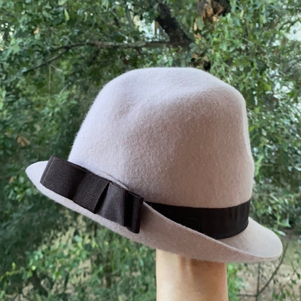 Pins & Needles for Urban Outfitters Fedora Mauve Wool Hat Brown Ribbon 100% Wool